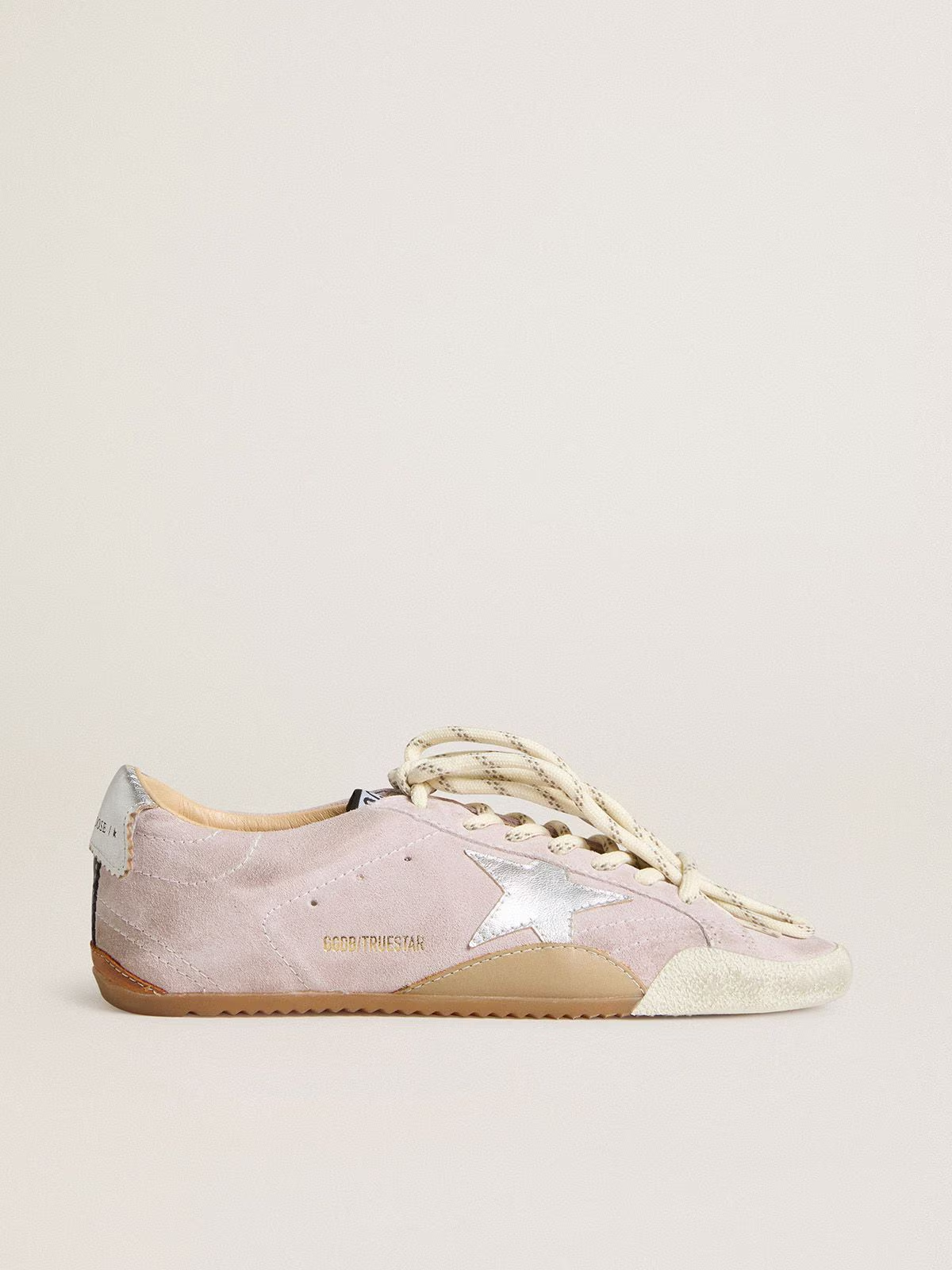 True-Star Donna in suede rosa pastello con stella e talloncino argento