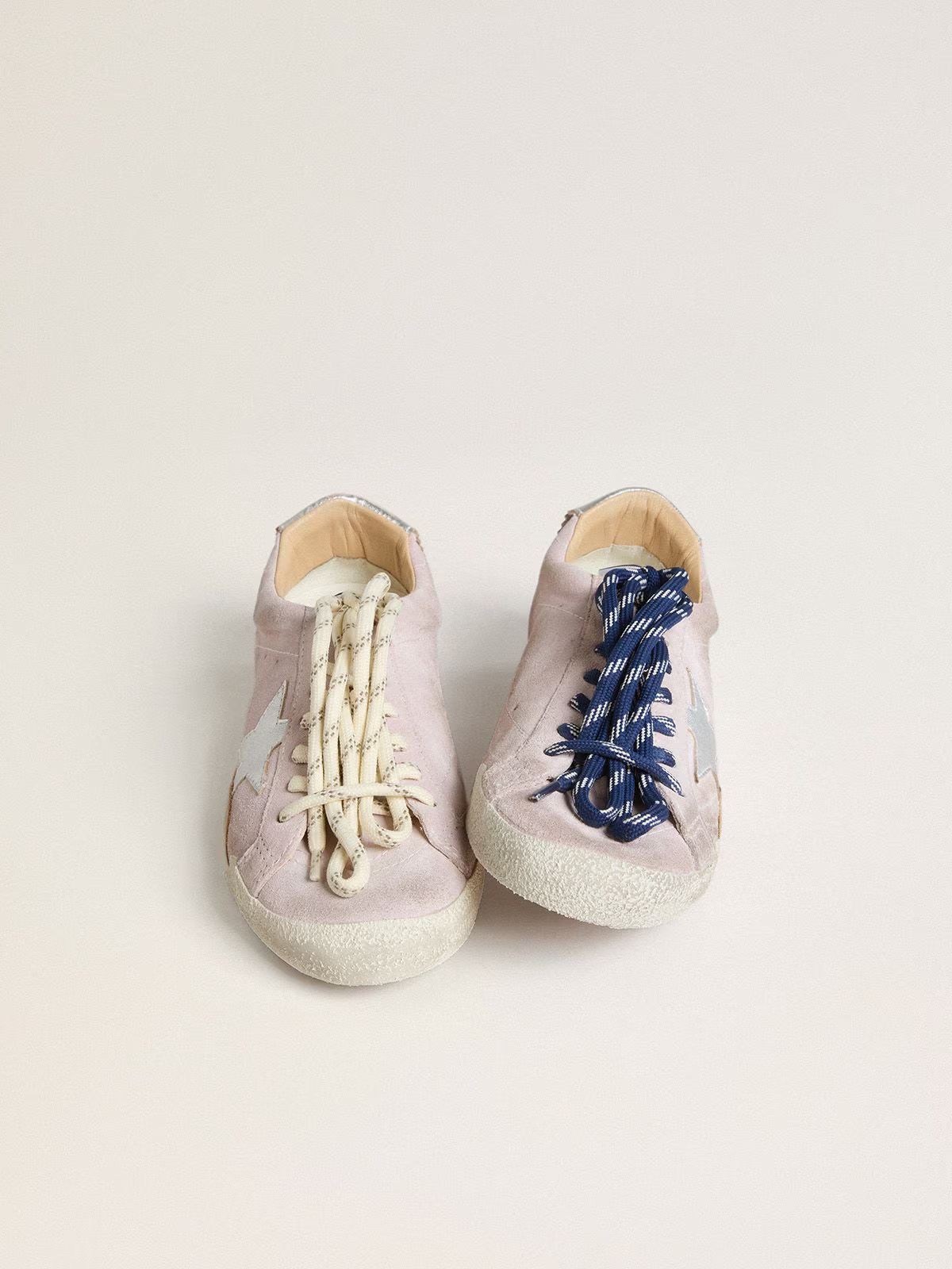 True-Star Donna in suede rosa pastello con stella e talloncino argento
