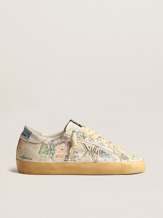 Super-Star in white nappa with all-over multicolor graffiti