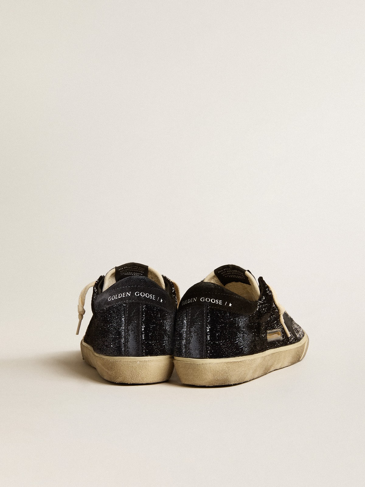 Men's Super-Star in black velvet and suede with black suede star