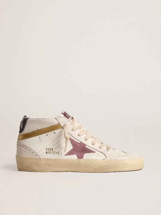 Mid Star con estrella de gamuza rosa y destello de cuero metalizado dorado