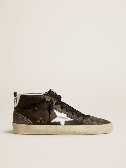 Mid Star para mujer en piel negra con estrella de piel metalizada plateada