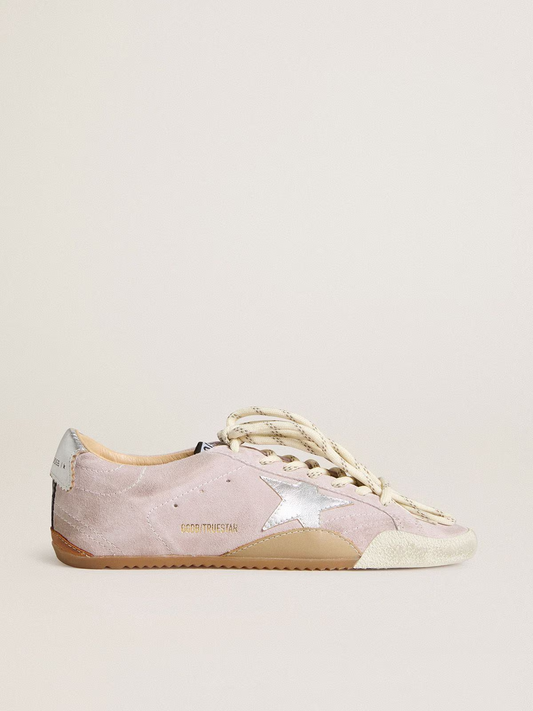 True-Star Donna in suede rosa pastello con stella e talloncino argento
