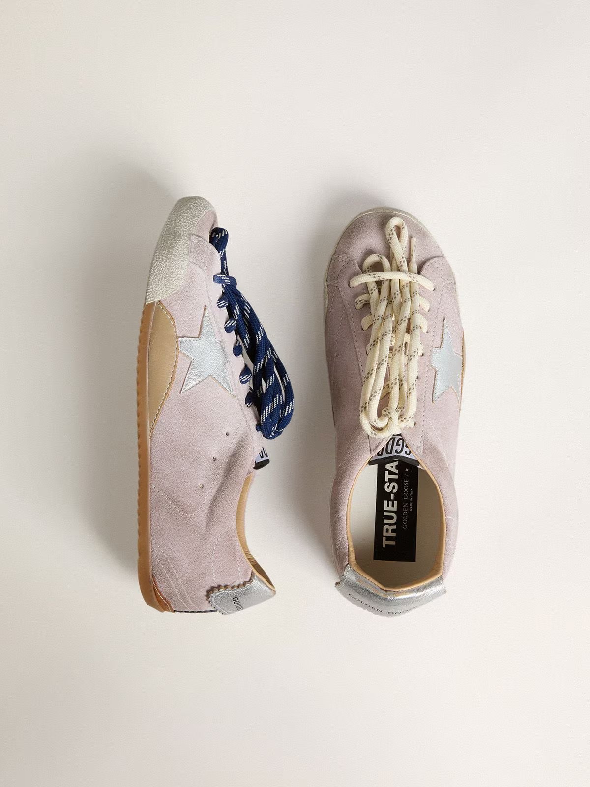 True-Star Donna in suede rosa pastello con stella e talloncino argento